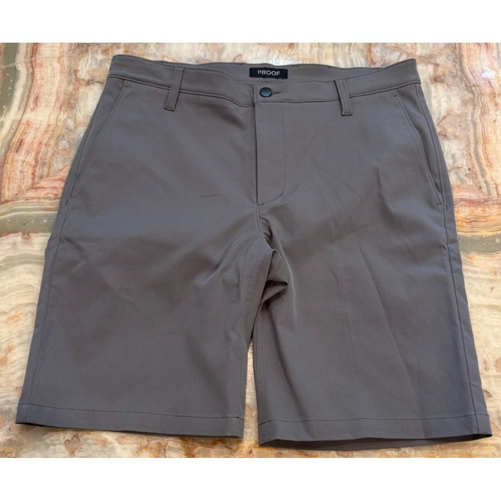 Proof Mens Nomad Chino Shorts Gray Technical Performance Stretch Slash Pocket 34